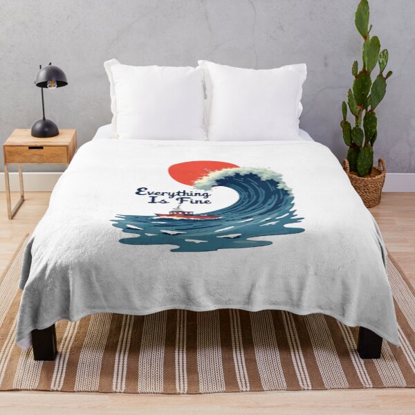 Item preview, Large wave with boat and red sun designed and sold by MWShirtDesign.