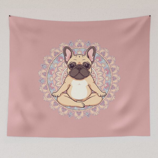 Item preview, French Bulldog in Lotus Pose with Colorful Mandala – Yoga Dog Illustration designed and sold by Lamagift.