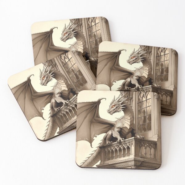 Item preview, Gothic Balcony Dragon – Romantic Sepia Illustration designed and sold by semenol.