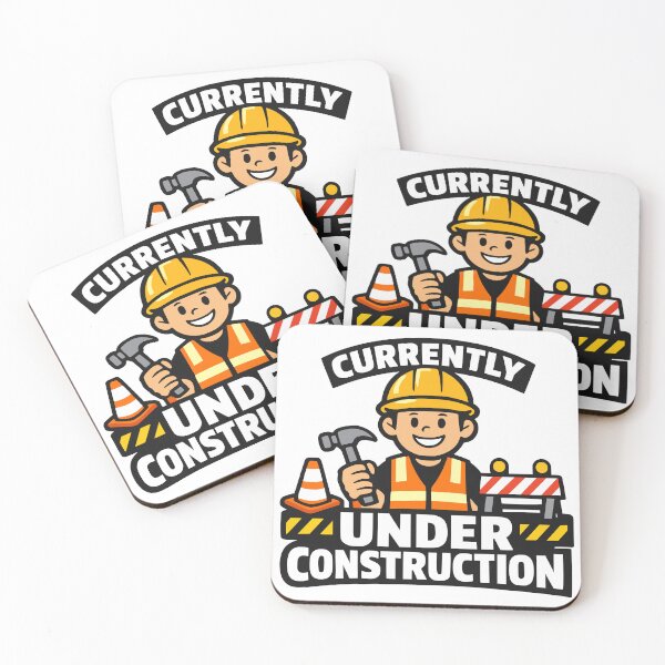 Item preview, Cute Currently Under Construction Cartoon Design designed and sold by FunFitLife Studio.