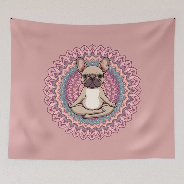Item preview, French Bulldog in Lotus Pose with Colorful Mandala – Yoga Dog Illustration designed and sold by Lamagift.