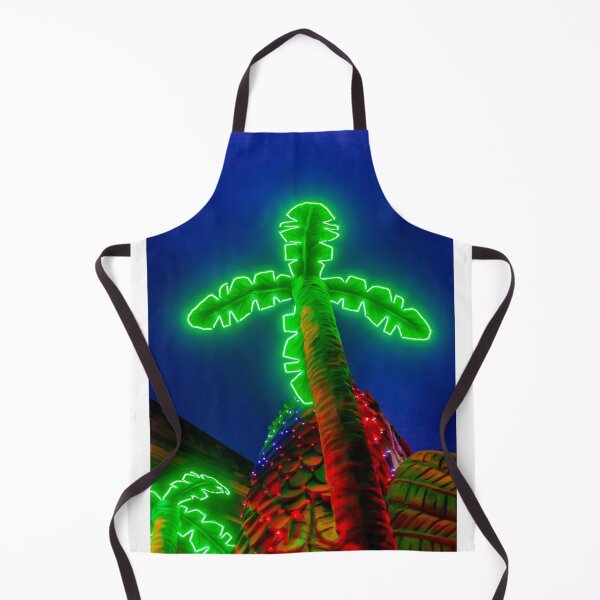 Item preview, Neon Palm Tree Decoration With Glowing Green Lights and Colorful Holiday Illumination At Night designed and sold by Nmallia.