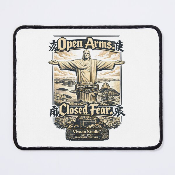 Item preview, Christ the Redeemer Open Arms Closed Fear Vintage Streetwear Graphic - Courage Collection 1994 Brazil Statue Faith Design by Vivaan Studio designed and sold by Vivaan Studio.