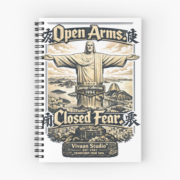 Item preview, Christ the Redeemer Open Arms Closed Fear Vintage Streetwear Graphic - Courage Collection 1994 Brazil Statue Faith Design by Vivaan Studio designed and sold by Vivaan Studio.