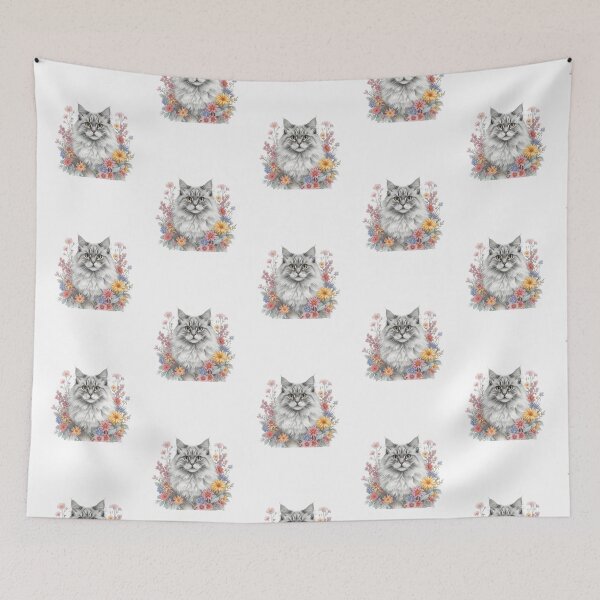 Item preview, A Fluffy Cat Surrounded by Pretty Flowers designed and sold by Soulstar Designs.