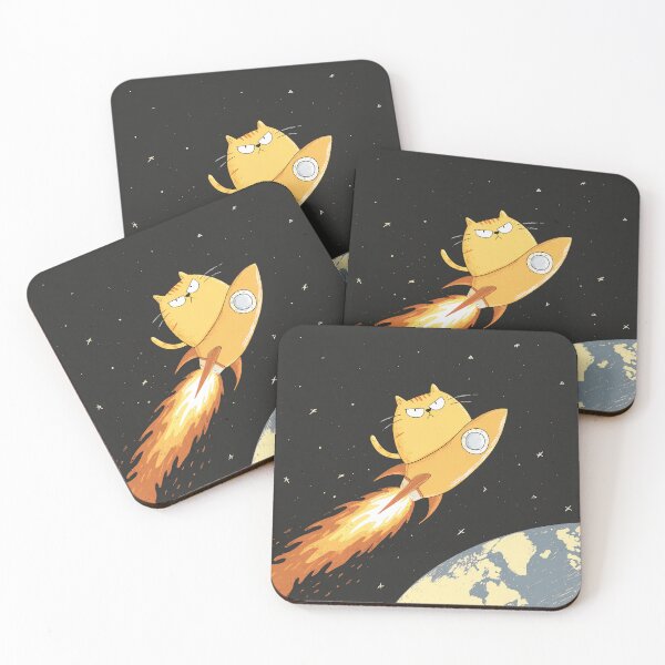 Item preview, Frowning cat rides rocket designed and sold by Brendon987.