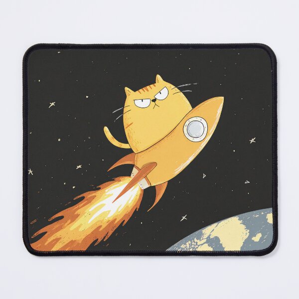 Item preview, Frowning cat rides rocket designed and sold by Brendon987.