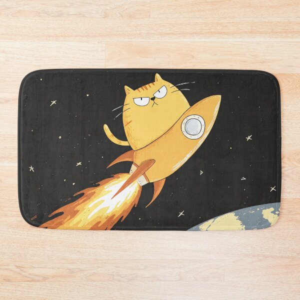 Item preview, Frowning cat rides rocket designed and sold by Brendon987.