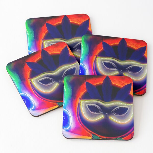 Item preview, Colorful Neon Carnival Mask Decoration With Feathered Accents At Night Festival Parade Celebration designed and sold by Nmallia.
