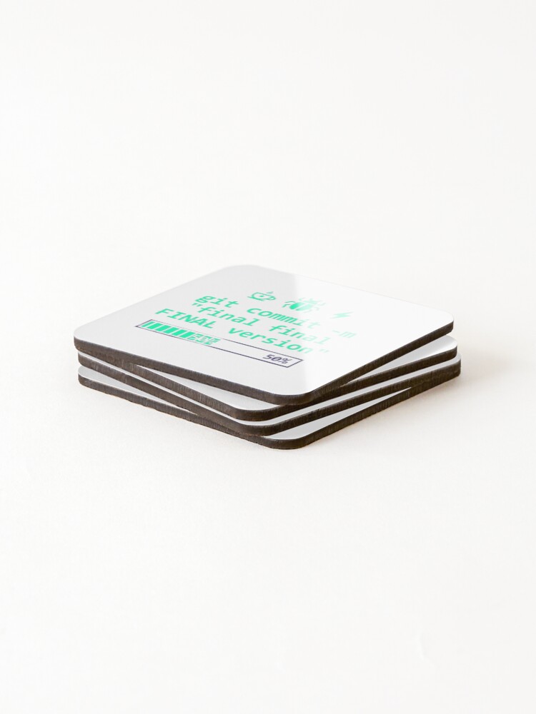 Thumbnail 4 of 5, Coasters (Set of 4), git commit -m "final final FINAL version" designed and sold by S0kar.