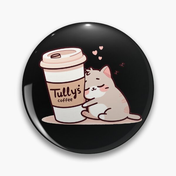 Item preview, Cute sleepy cartoon cat hugging a big Tully’s coffee cup like a warm pillow in kawaii flat illustration style designed and sold by All-Of-Art.