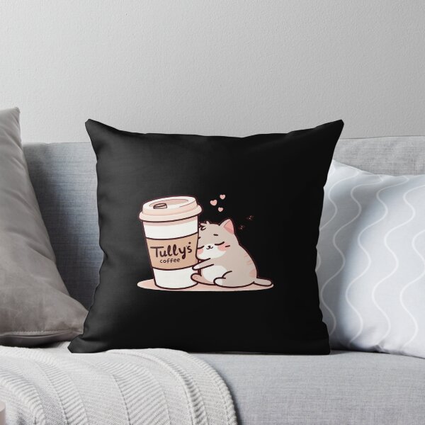 Item preview, Cute sleepy cartoon cat hugging a big Tully’s coffee cup like a warm pillow in kawaii flat illustration style designed and sold by All-Of-Art.