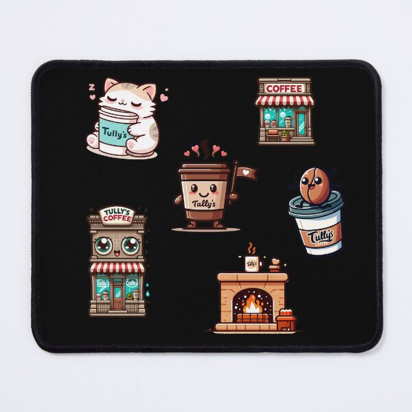 Item preview, Stickers of  Cute sleepy cartoon cat hugging a big Tully’s coffee cup like a warm pillow in kawaii flat illustration style designed and sold by All-Of-Art.