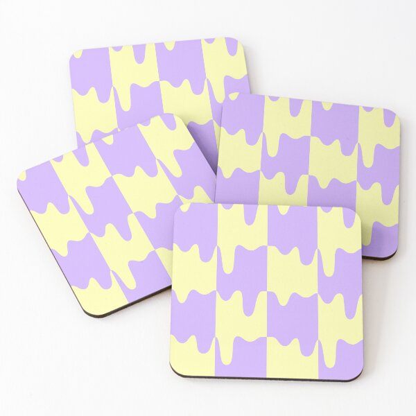 Item preview, Lavender and Lemon groovy checkerboard drip melt pattern  designed and sold by ButterflyKissCollab.