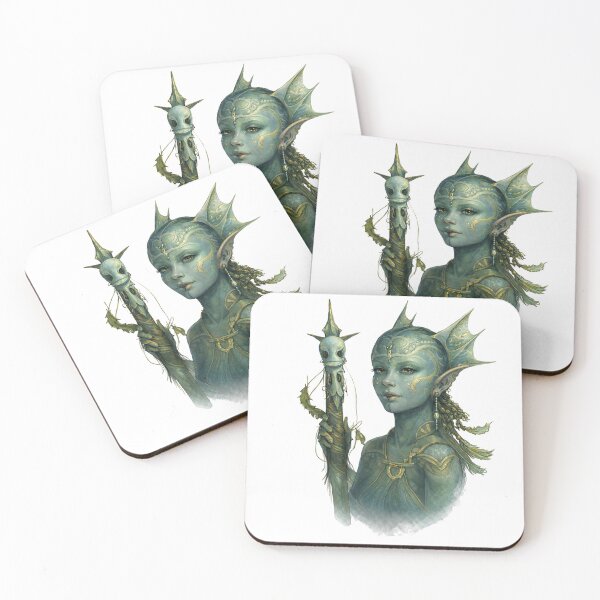 Item preview, Ocean Elf Sorceress – Dark Fantasy Character Illustration designed and sold by AnyasCrafts.