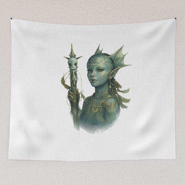 Item preview, Ocean Elf Sorceress – Dark Fantasy Character Illustration designed and sold by AnyasCrafts.