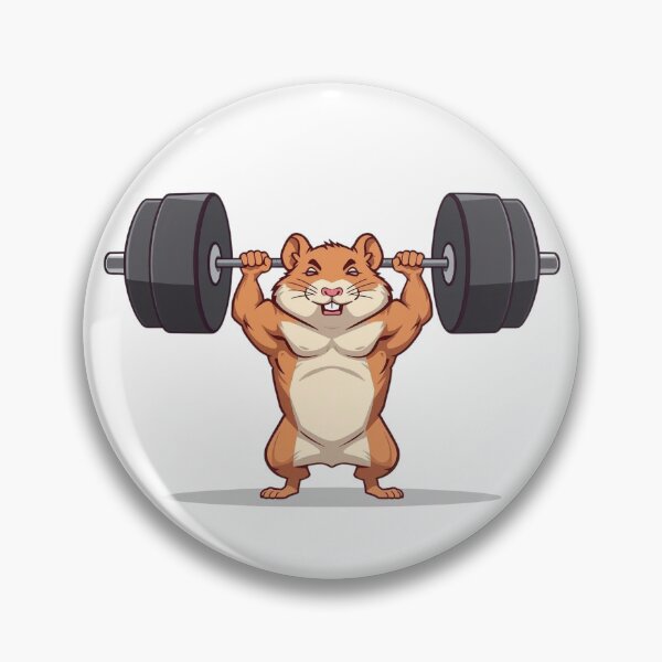Item preview, Dibujo animado de un hámster musculoso levantando pesas en el gimnasio designed and sold by Katzpy.