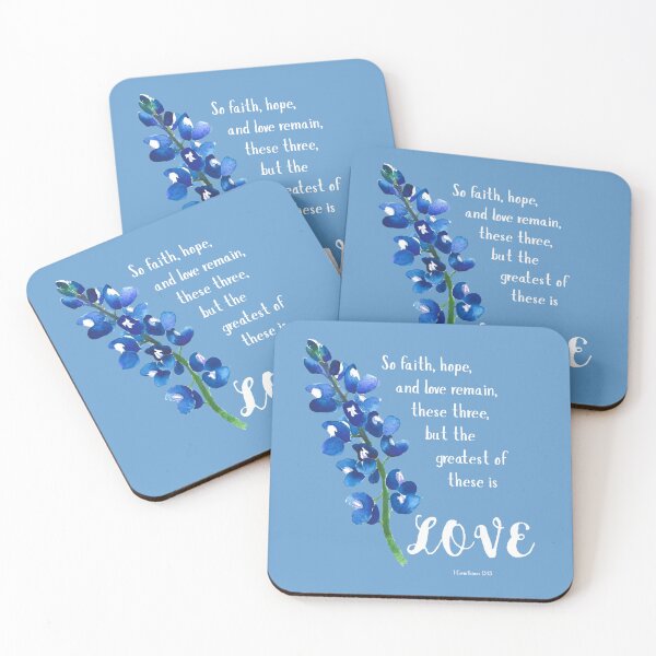 Item preview, Bible Verse 1 Corinthians 13:13 Watercolor Bluebonnet 2 designed and sold by boldtvillemayor.