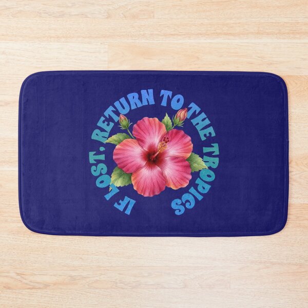 Item preview, If Lost Return to the Tropics Pink Hibiscus Retro Floral designed and sold by LinaValearte.