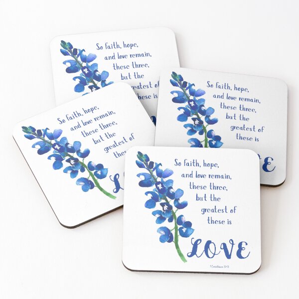 Item preview, Bible Verse 1 Corinthians 13:13 Watercolor Bluebonnet 1 designed and sold by boldtvillemayor.