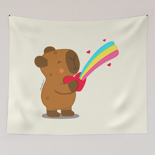 Item preview, Capybara with heart and rainbow designed and sold by julianamotzko.