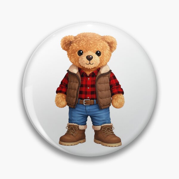 Item preview, Cute Lumberjack Teddy Bear in Red Flannel & Vest - Autumn Art ? designed and sold by CuteBear87.
