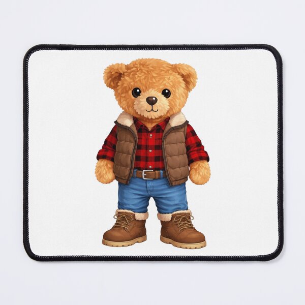 Item preview, Cute Lumberjack Teddy Bear in Red Flannel & Vest - Autumn Art ? designed and sold by CuteBear87.