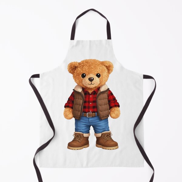 Item preview, Cute Lumberjack Teddy Bear in Red Flannel & Vest - Autumn Art ? designed and sold by CuteBear87.