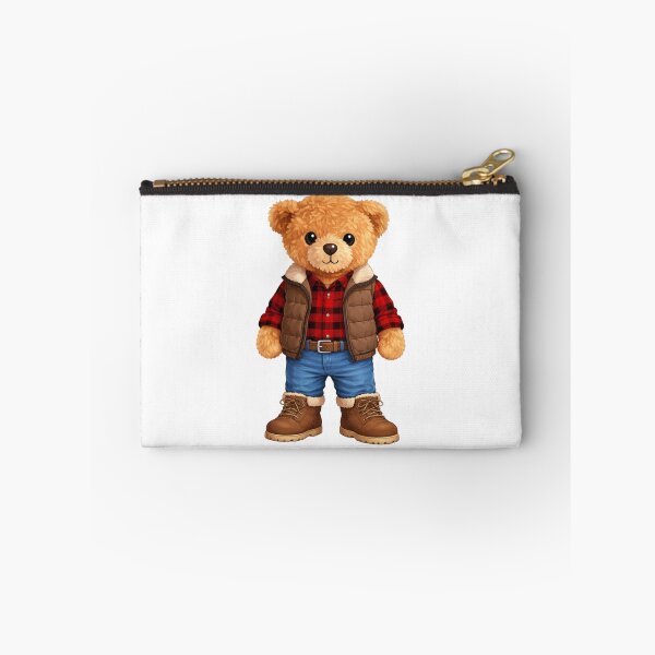 Item preview, Cute Lumberjack Teddy Bear in Red Flannel & Vest - Autumn Art ? designed and sold by CuteBear87.