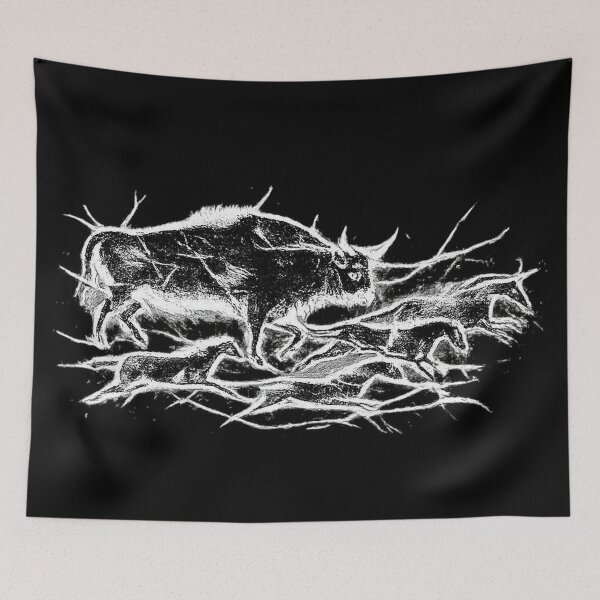 Item preview, Neolithic bull and horse cave art from Lascaux loire valley france designed and sold by bluefrog.