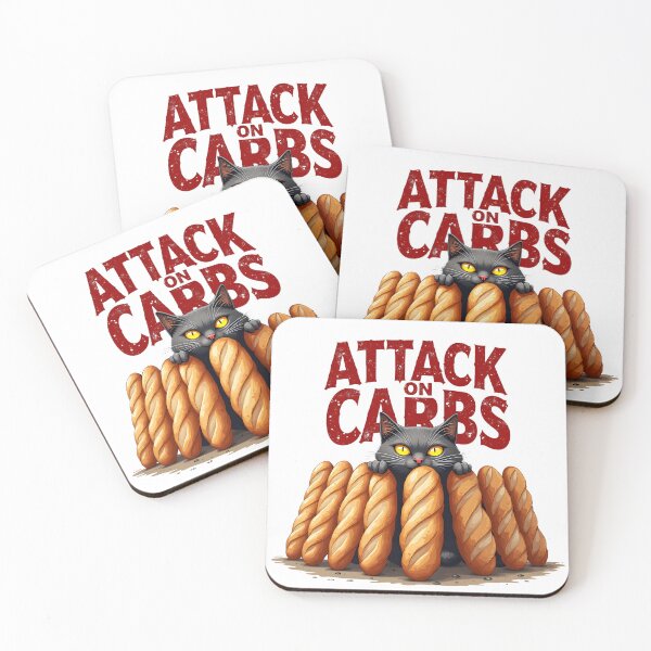 Item preview, Attack on Carbs Funny Cat – Cute Bread Lover Cartoon Parody Design designed and sold by FeelFreeStore.