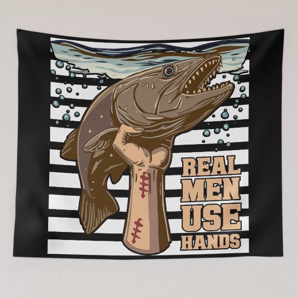 Item preview, Real Men Use Hands Funny Catfish Noodling designed and sold by Stag Prime Shop.