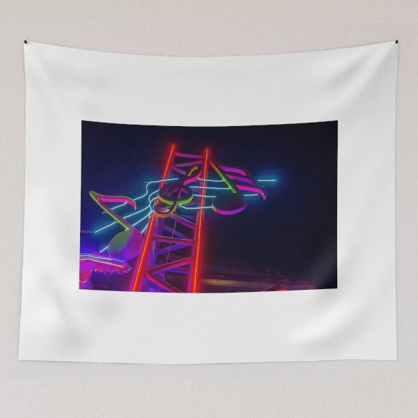 Item preview, Colorful Neon Music Notes And Treble Clef Sign Illuminated At Night designed and sold by Nmallia.