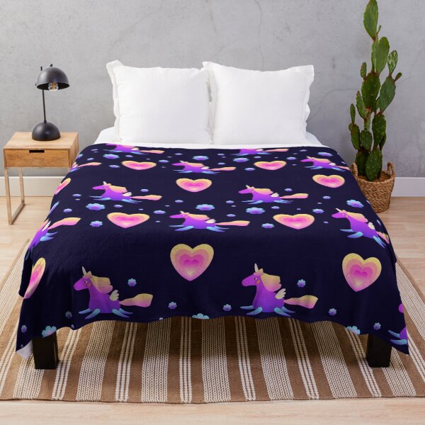 Item preview, Magical Purple Unicorn and Pegasus with Glowing Hearts designed and sold by SolutionsArt.