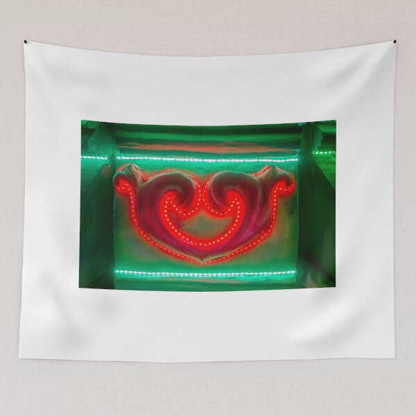 Item preview, Neon Heart Decoration With Red LED Lights and Green Glow on Wall Display designed and sold by Nmallia.