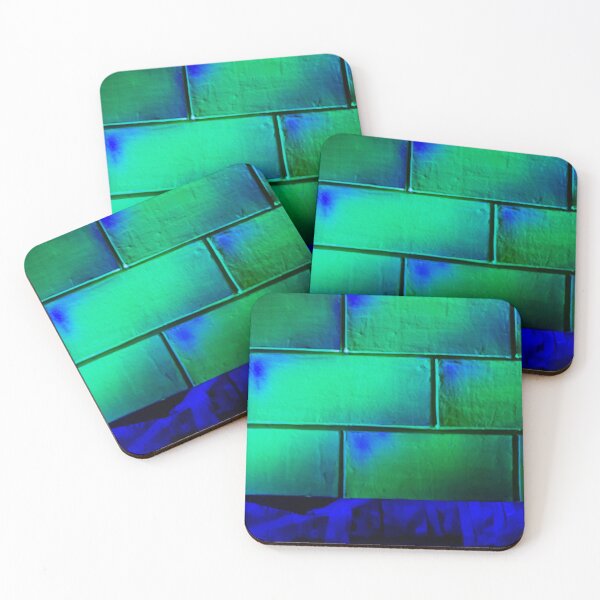 Item preview, Neon Green and Blue Brick Wall Texture With Abstract Glowing Lighting and Shadow Details designed and sold by Nmallia.