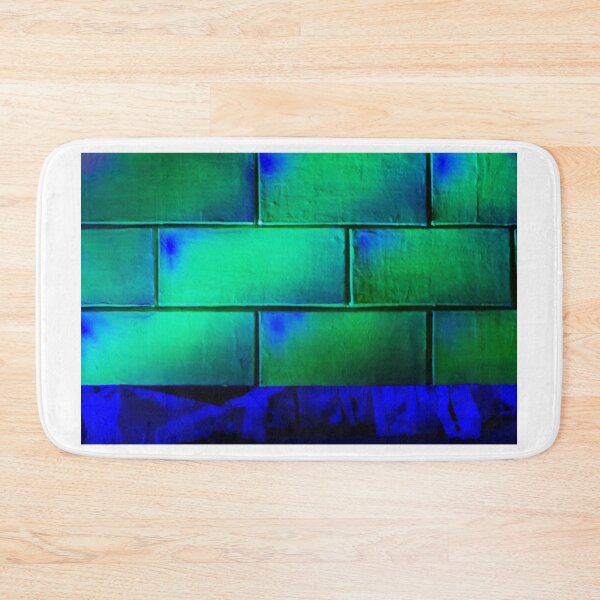 Item preview, Neon Green and Blue Brick Wall Texture With Abstract Glowing Lighting and Shadow Details designed and sold by Nmallia.