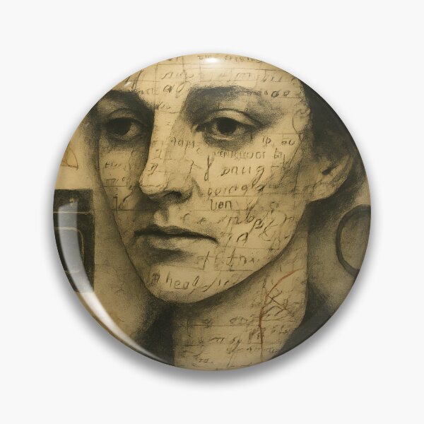 Item preview, Anne Sexton Abstract Collage Portrait – Cracked Mirrors, Red Shoes, Scorched Vellum Texture designed and sold by Cosmopolis.