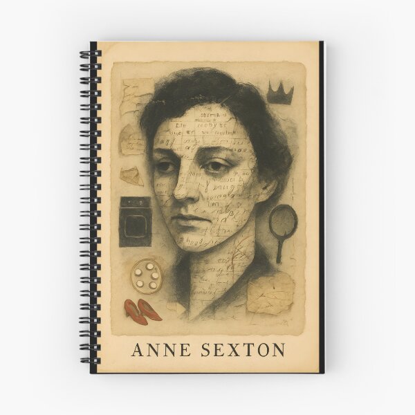 Item preview, Anne Sexton Abstract Collage Portrait – Cracked Mirrors, Red Shoes, Scorched Vellum Texture designed and sold by Cosmopolis.