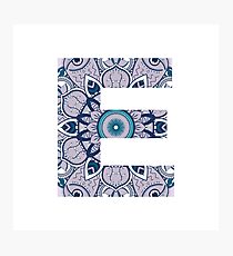 Purple Initial E Mandala Photographic Print