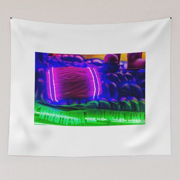 Item preview, Neon Carnival Float Barrel With Vibrant Purple and Green Lights on Colorful Abstract Sculpture designed and sold by Nmallia.