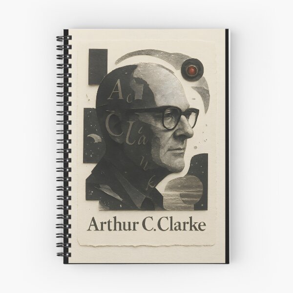 Item preview, Arthur C. Clarke Abstract Collage Portrait – Monolith, HAL Lens, Jupiter Arcs, Starfield Foil designed and sold by Cosmopolis.