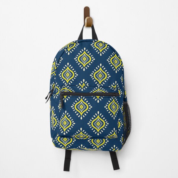 Item preview, Abstract Yellow and Navy Blue Ikat Geometric Ethno Pattern designed and sold by SolutionsArt.