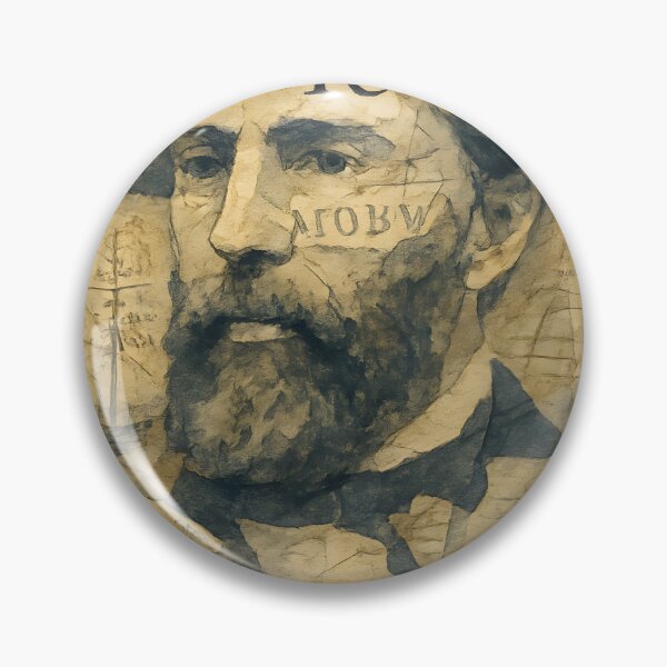 Item preview, Herman Melville Abstract Collage – Moby Dick Nautical Portrait with Scrimshaw, Sea Charts, Indigo Ink designed and sold by Cosmopolis.