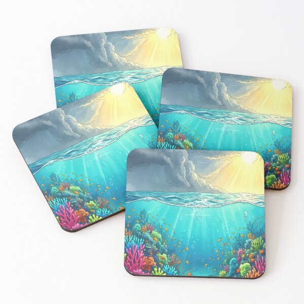 Item preview, Fiji Tropical Atoll - Turquoise Reef Watercolor art designed and sold by TheDesignDen21.