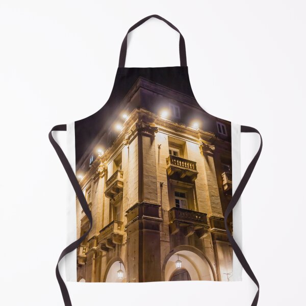 Item preview, Illuminated Historic Building Facade With Balconies And Ornate Architecture At Night On Street designed and sold by Nmallia.