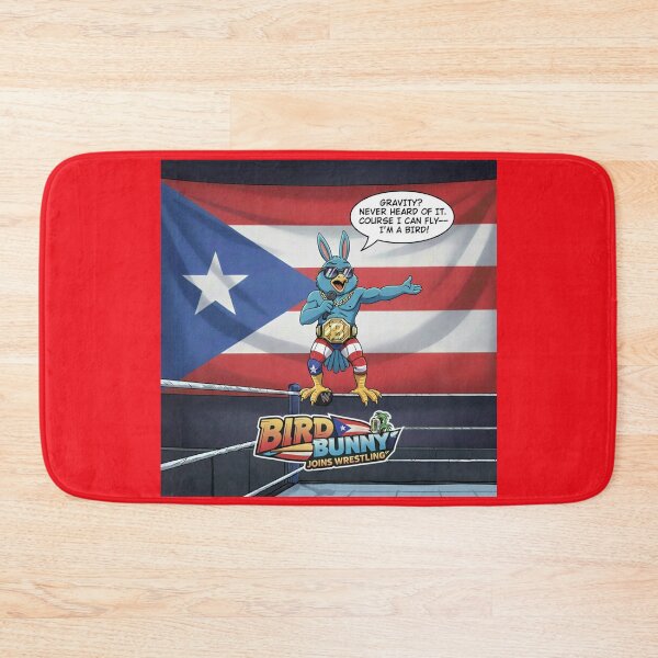 Item preview, Bird Bunny Joins Wrestling "Gravity? Never Heard Of It. I'm A Bird!" Funny Puerto Rico Championship Cartoon designed and sold by SammyMorry.