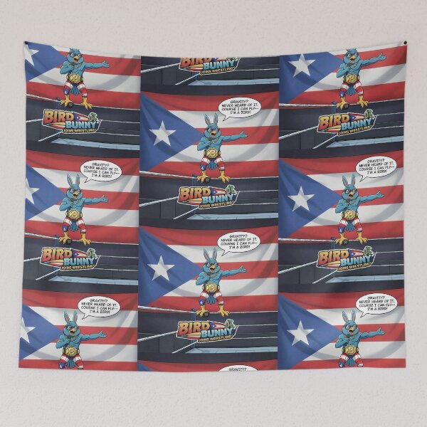 Item preview, Bird Bunny Joins Wrestling "Gravity? Never Heard Of It. I'm A Bird!" Funny Puerto Rico Championship Cartoon designed and sold by SammyMorry.