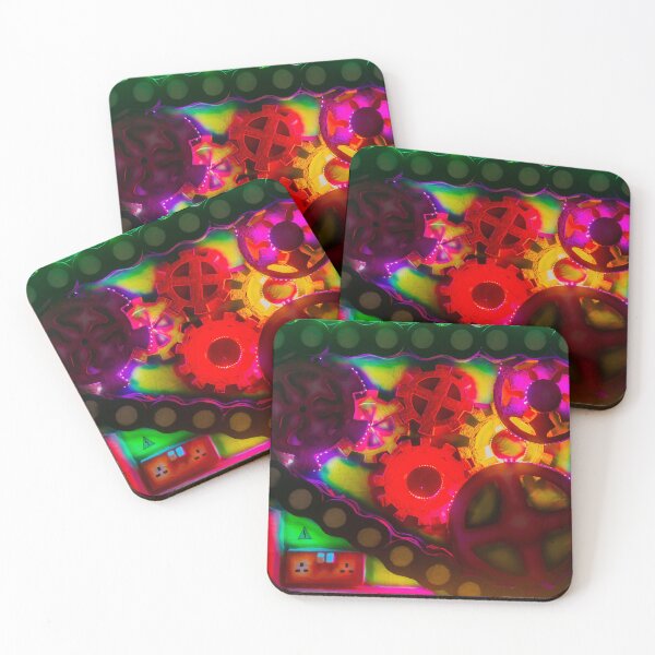 Item preview, Colorful Neon Gears And Machinery Art With Illuminated Cogs And Abstract Steampunk Vibes designed and sold by Nmallia.