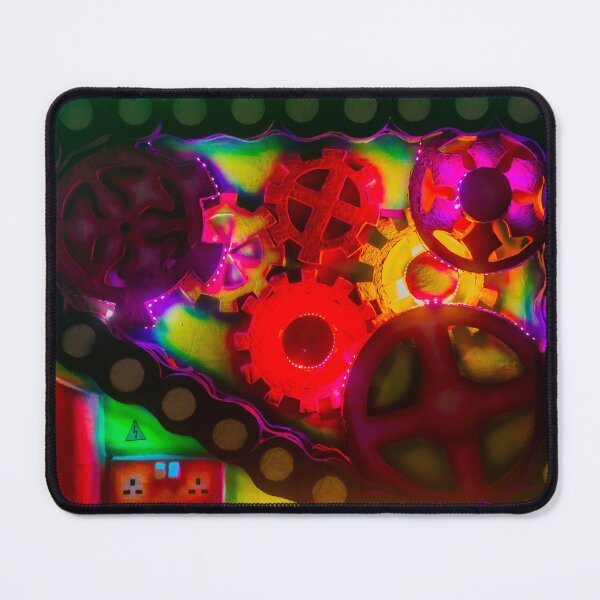 Item preview, Colorful Neon Gears And Machinery Art With Illuminated Cogs And Abstract Steampunk Vibes designed and sold by Nmallia.